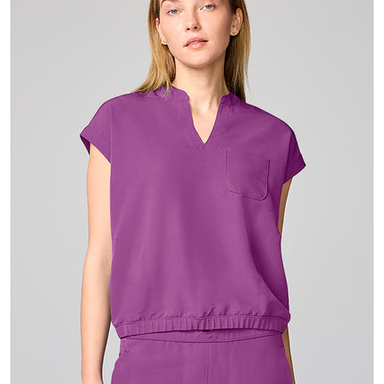 360 by Healing Hands Mandarin Collar Crop Top HH00014 - Plum Violet