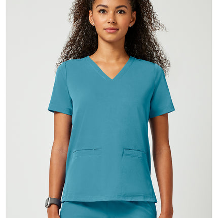 HH Works Women's 3-Pocket V-Neck Top HH653 - Fresh Blue
