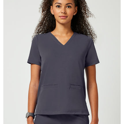 HH Works Women's 3-Pocket V-Neck Top HH653 - Pewter