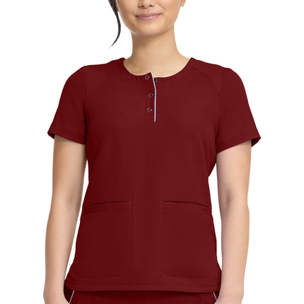 360 by Healing Hands Crew Neck Top HH702 - Garnet Red