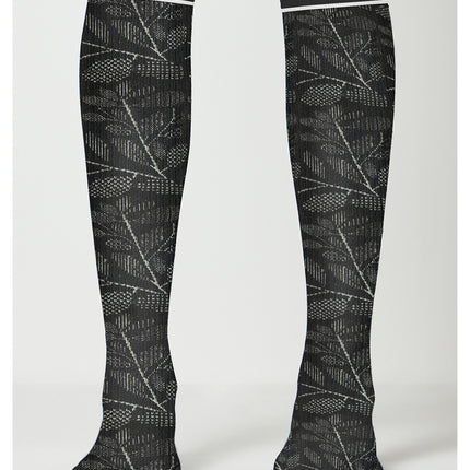 Cherokee Legwear Knee High 15-20 mmHg Compression Socks LXSUPPORT - Leafy Black