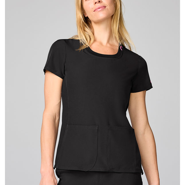 Med Couture Amp Four Pocket Round Neck Top MC00027 - Black