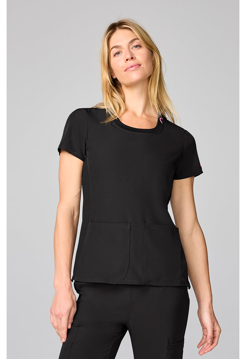 Med Couture Amp Four Pocket Round Neck Top MC00027 - Black