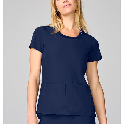 Med Couture Amp Four Pocket Round Neck Top MC00027 - Navy