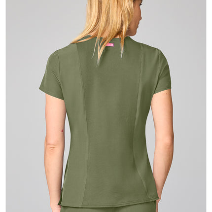 Med Couture Amp Four Pocket Round Neck Top MC00027 - Olive
