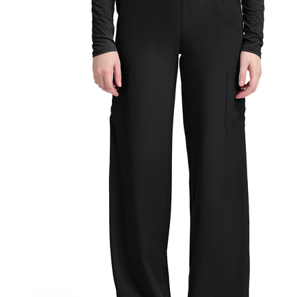Med Couture Insight Women's 5-Pocket Ruched Wide Leg Pant MC011 - Black