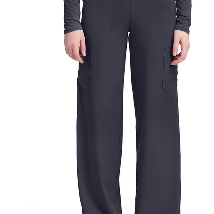 Med Couture Insight Women's 5-Pocket Ruched Wide Leg Pant MC011 - Pewter