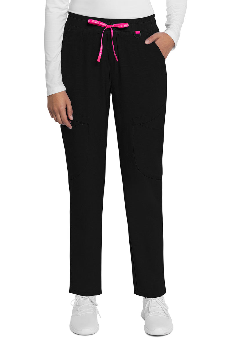 Med Couture Amp Mid Rise Drawstring Tapered Leg Pant MC101 - Black