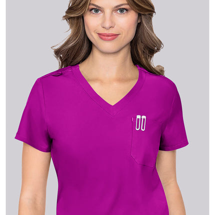 Med Couture Insight One Pocket Tuck-In Top MC2432 - Back to the Fuschia