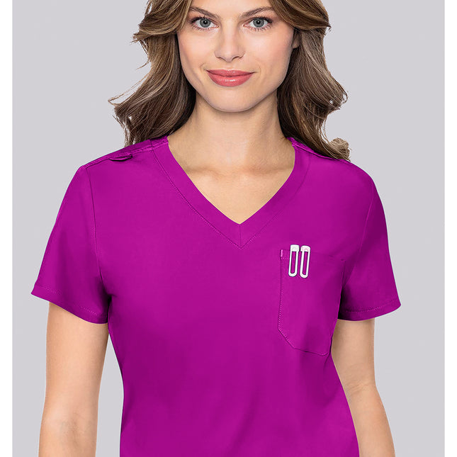 Med Couture Insight One Pocket Tuck-In Top MC2432 - Back to the Fuschia