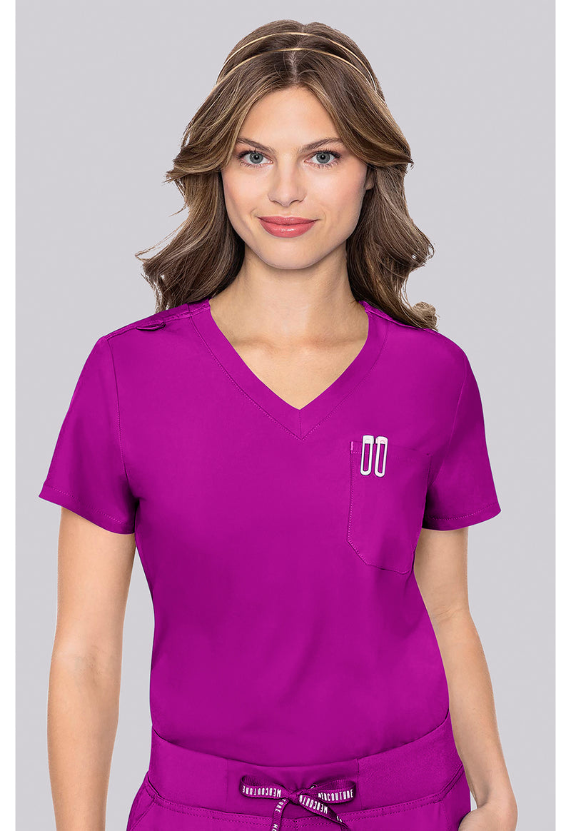 Med Couture Insight One Pocket Tuck-In Top MC2432 - Back to the Fuschia