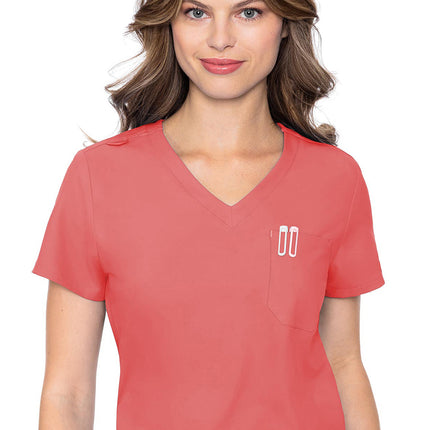 Med Couture Insight One Pocket Tuck-In Top MC2432 - Coral