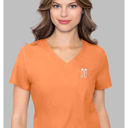 Med Couture Insight One Pocket Tuck-In Top MC2432 - Papa Don't Peach