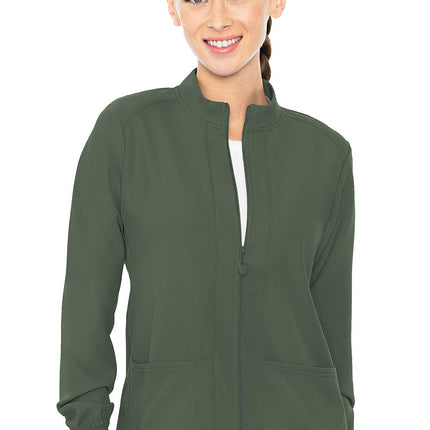 Med Couture Insight Zip Front Warm-Up With Shoulder Yokes MC2660 - Olive