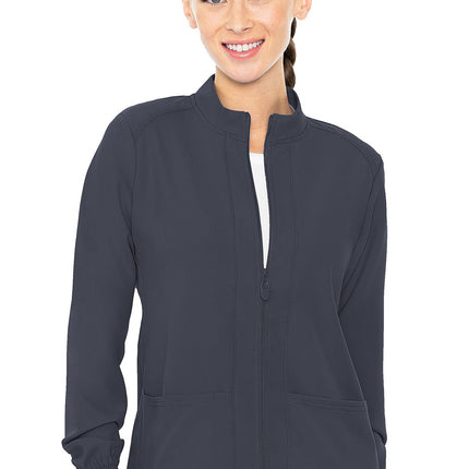 Med Couture Insight Zip Front Warm-Up With Shoulder Yokes MC2660 - Pewter