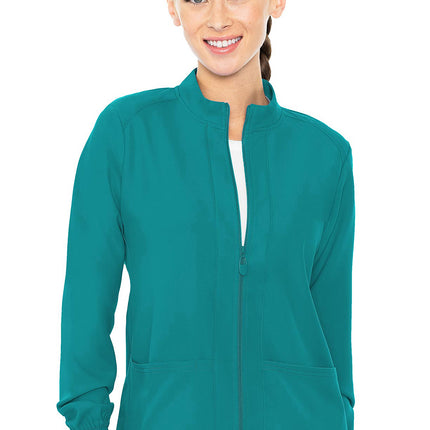 Med Couture Insight Zip Front Warm-Up With Shoulder Yokes MC2660 - TEAL