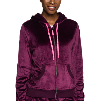 Med Couture Amp Velour Zip Front Logo Hoodie MC317 - Wine