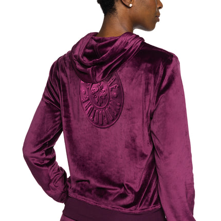 Med Couture Amp Velour Zip Front Logo Hoodie MC317 - Wine