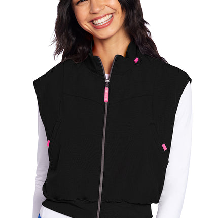 Med Couture Amp Zip Front Cropped Vest MC501 - Black