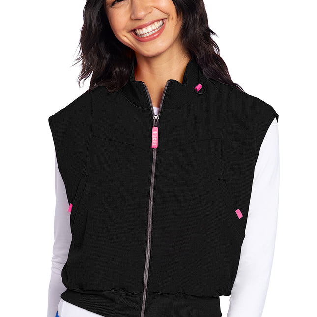 Med Couture Amp Zip Front Cropped Vest MC501 - Black