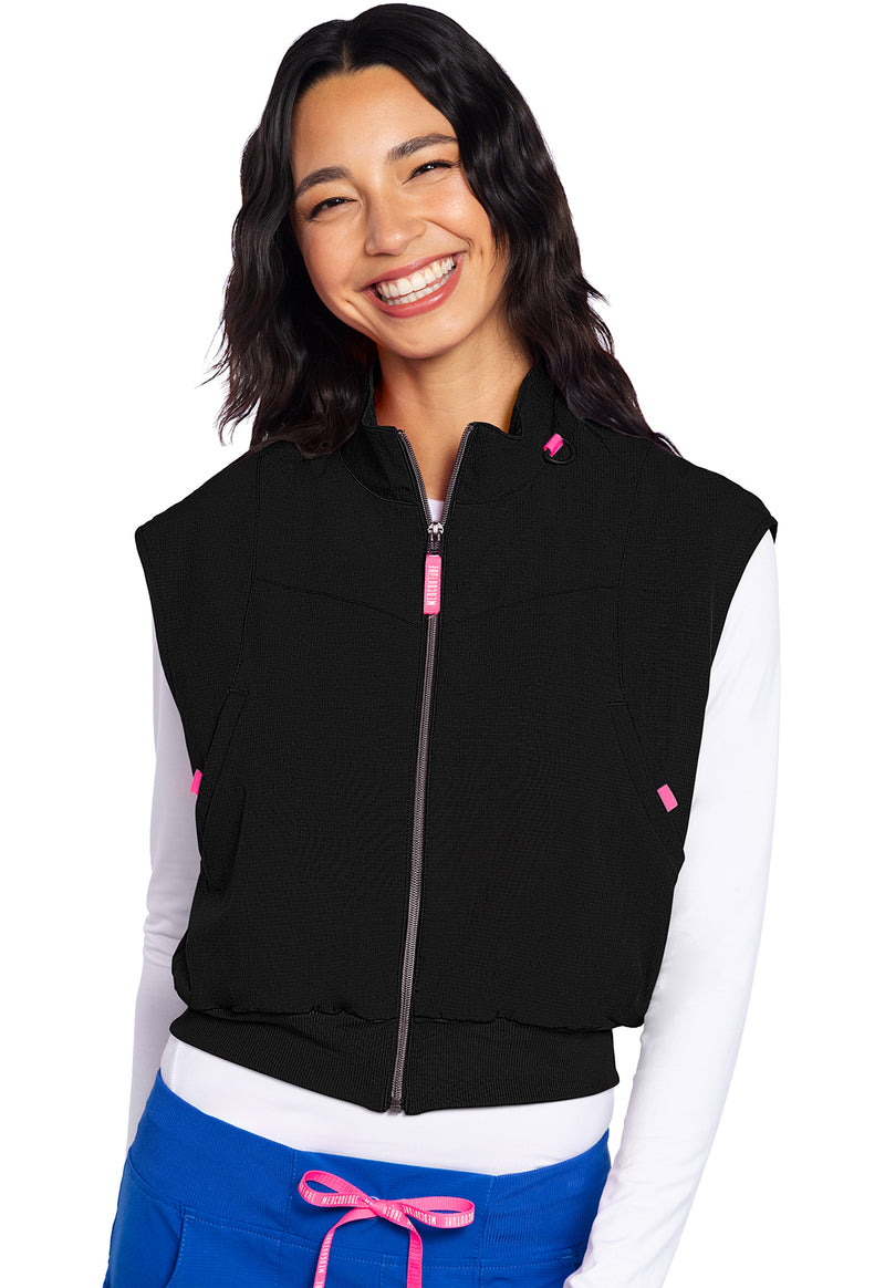 Med Couture Amp Zip Front Cropped Vest MC501 - Black