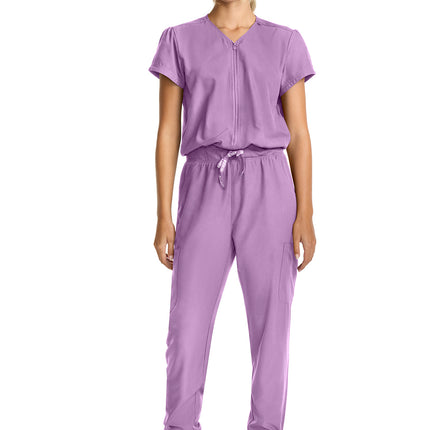 Med Couture Insight Women's Zip Front Jumpsuit MC510 - Lilac