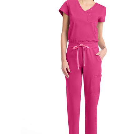 Med Couture Amp Knit V-Neck Jumpsuit MC550 - Pink Power