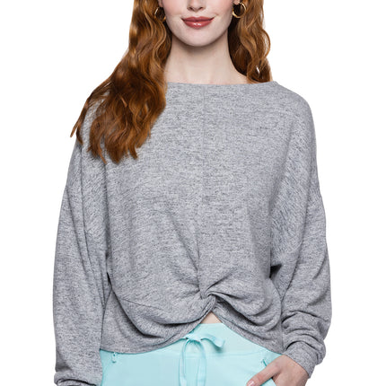 Med Couture Insight Long Sleeve Knit Reversible Pullover MC601 - Heather Fog Grey