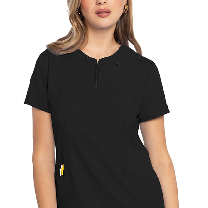 Med Couture Insight Zip Front Henley Top MC609 - Black