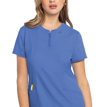 Med Couture Insight Zip Front Henley Top MC609 - Ciel