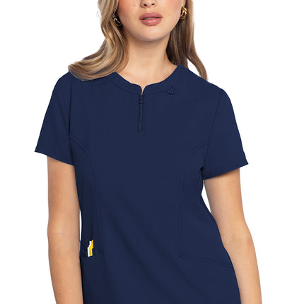Med Couture Insight Zip Front Henley Top MC609 - Navy