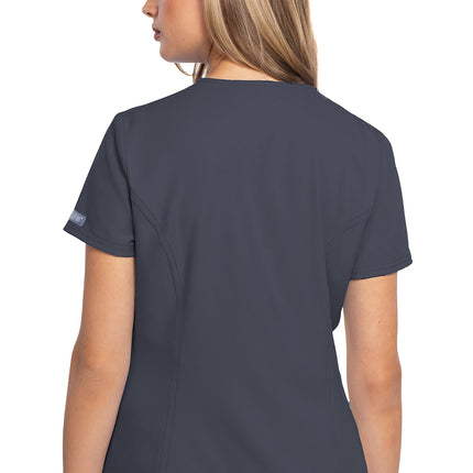 Med Couture Insight Zip Front Henley Top MC609 - Pewter