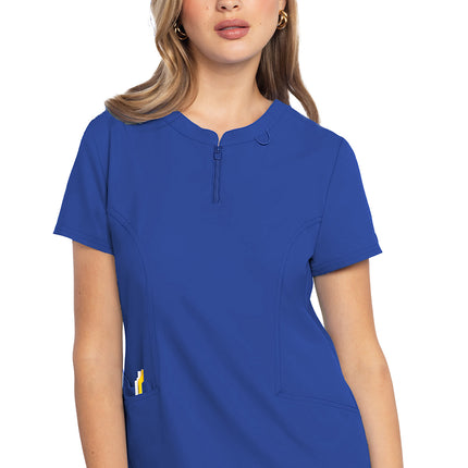 Med Couture Insight Zip Front Henley Top MC609 - Royal