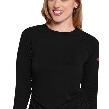 Med Couture Amp Long Sleeve Ruched Underscrub MC700 - Black