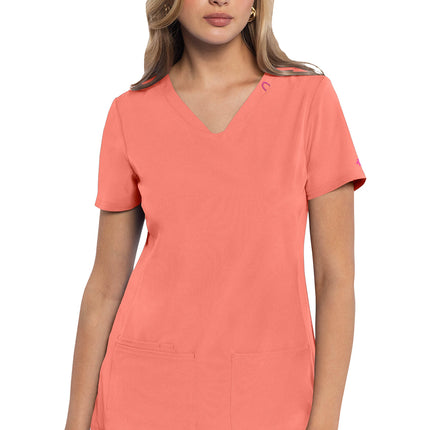 Med Couture Amp V-Neck Top MC702 - Coral Fusion