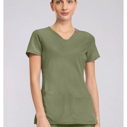 Med Couture Amp V-Neck Top MC702 - Olive