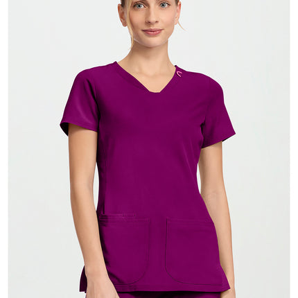 Med Couture Amp V-Neck Top MC702 - Plum Royale