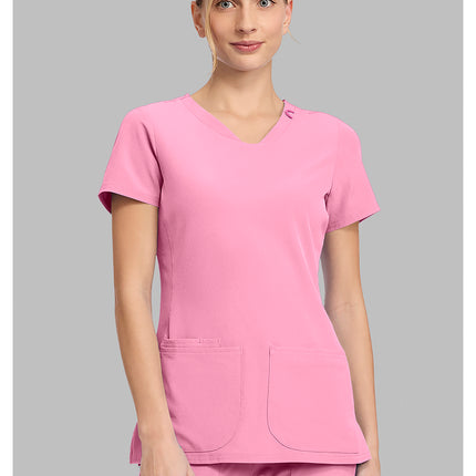 Med Couture Amp V-Neck Top MC702 - Pixel Pink
