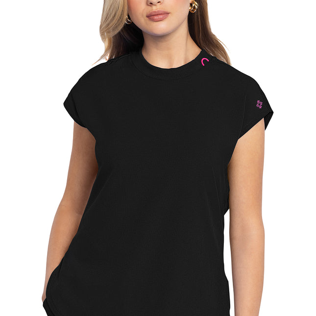 Med Couture Amp Round Neck Tuckable Top MC703 - Black