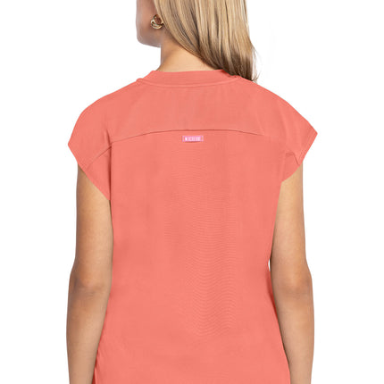 Med Couture Amp Round Neck Tuckable Top MC703 - Coral Fusion