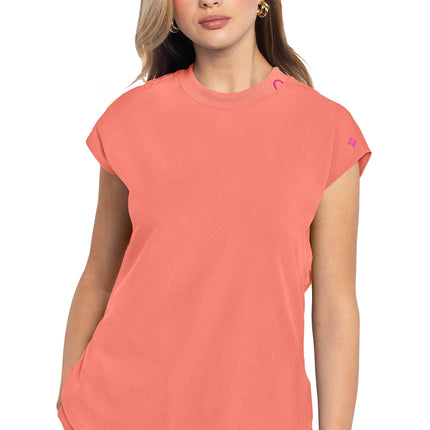 Med Couture Amp Round Neck Tuckable Top MC703 - Coral Fusion