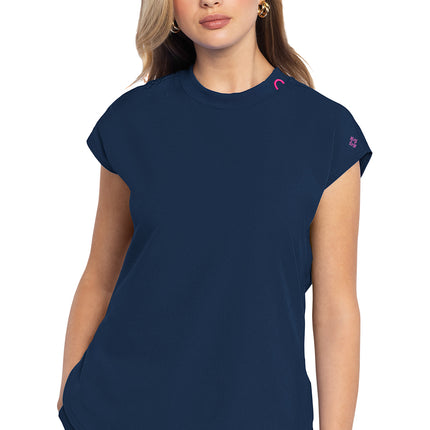 Med Couture Amp Round Neck Tuckable Top MC703 - Navy