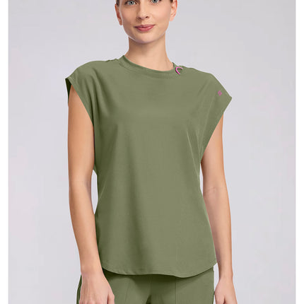 Med Couture Amp Round Neck Tuckable Top MC703 - Olive