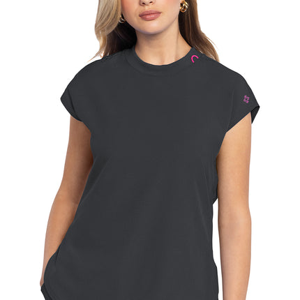 Med Couture Amp Round Neck Tuckable Top MC703 - Pewter