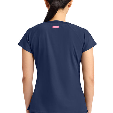 Med Couture Amp Women's 3-Pocket Square Neck Top MC704 - Navy