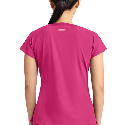Med Couture Amp Women's 3-Pocket Square Neck Top MC704 - Pink Power