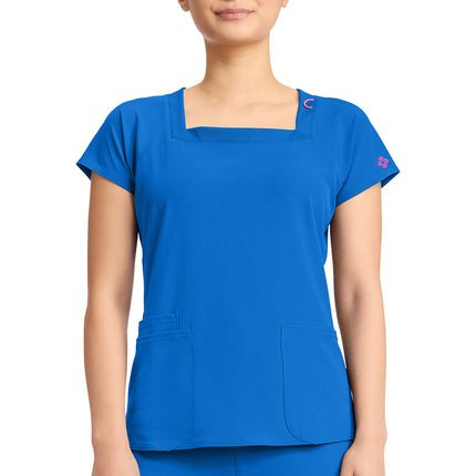 Med Couture Amp Women's 3-Pocket Square Neck Top MC704 - Royal