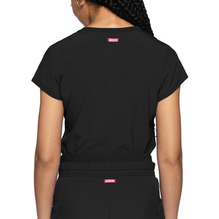 Med Couture Amp Quarter Zip V-Neck Tuckable Top MC705 - Black