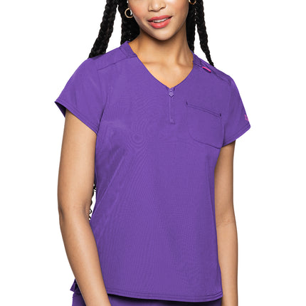 Med Couture Amp Quarter Zip V-Neck Tuckable Top MC705 - Purple Surge