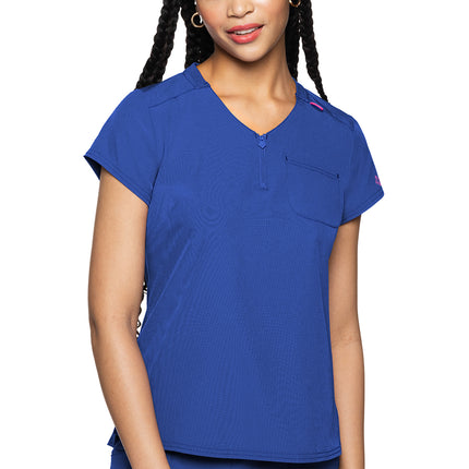 Med Couture Amp Quarter Zip V-Neck Tuckable Top MC705 - Royal